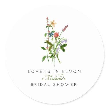 Wildflower Love is in Bloom Bridal Shower Classic Round Sticker