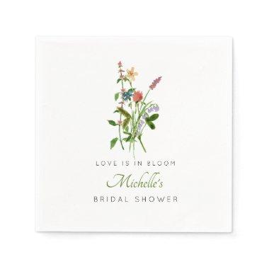 Wildflower Love is in Bloom Bridal Shower Napkins