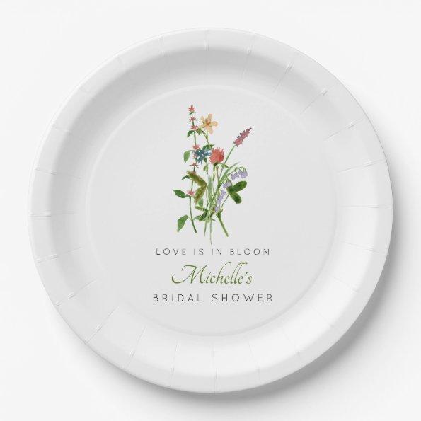Wildflower Love is in Bloom Bridal Shower Paper Plates