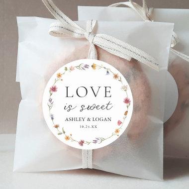 Wildflower Love Is Sweet Wedding Favors Classic Round Sticker