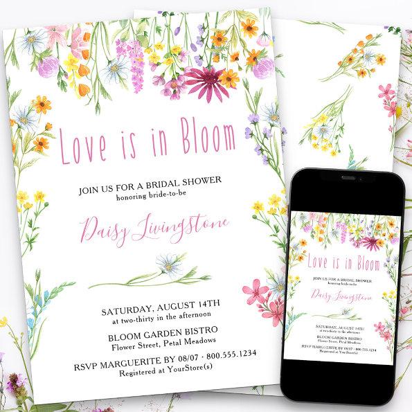 Wildflower Meadow Love is in Bloom Bridal Shower Invitations
