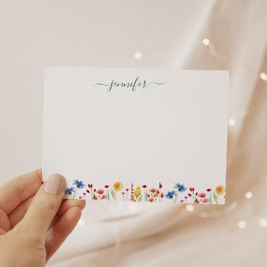 Wildflower Meadow Personalized Green Script Note