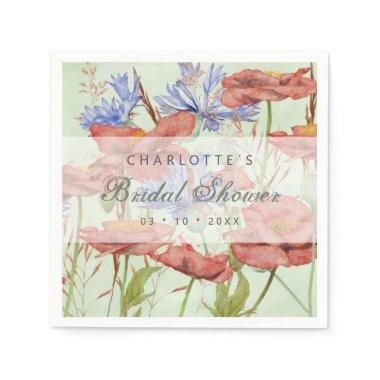 Wildflower meadow poppies  napkins