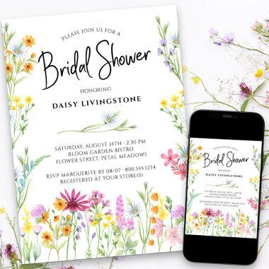 Wildflower Meadow Pretty Floral Bridal Shower Invitations