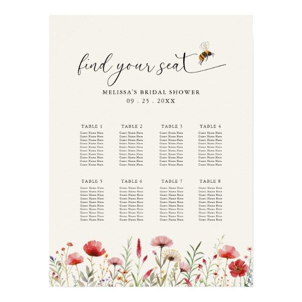 Wildflower Meant To Bee  Seating Plan Poster