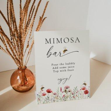 Wildflower Meant To Bee Mimosa Bar Bridal Shower Pedestal Sign