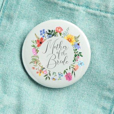 Wildflower Mother of the Bride Script Wedding Button