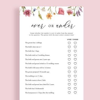 Wildflower Over or Under Bridal Shower Game Invitations