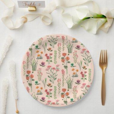 Wildflower Peach  Paper Plates