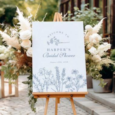 Wildflower Periwinkle Bridal Shower Welcome Sign