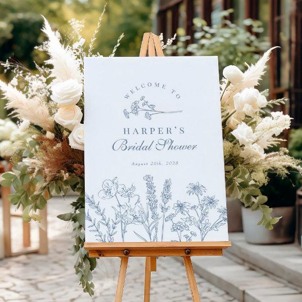 Wildflower Periwinkle Bridal Shower Welcome Sign