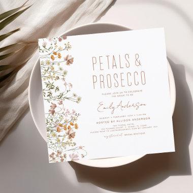 Wildflower Petals & Prosecco Bridal Shower Garden Invitations