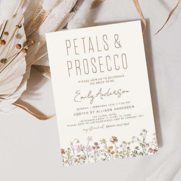 Wildflower Petals & Prosecco Bridal Shower Invitations