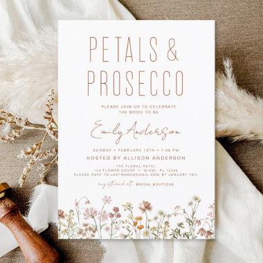 Wildflower Petals & Prosecco Bridal Shower Invitations