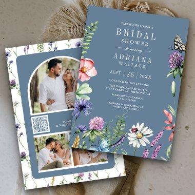 Wildflower Photo QR Code Dusty Blue