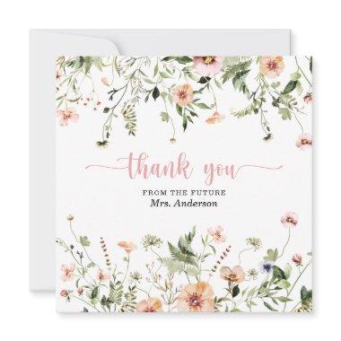 Wildflower Pink Bridal Shower Thank You Invitations