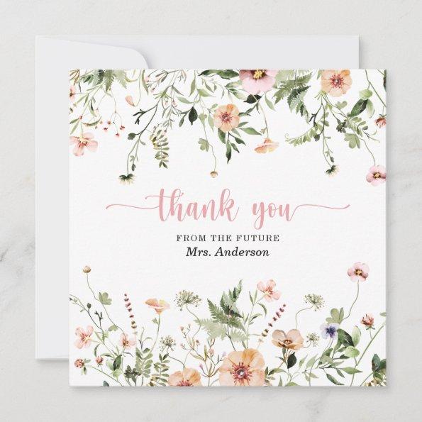 Wildflower Pink Bridal Shower Thank You Invitations
