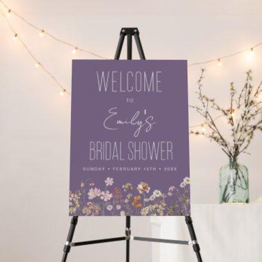 Wildflower Purple Bridal Shower Welcome Sign