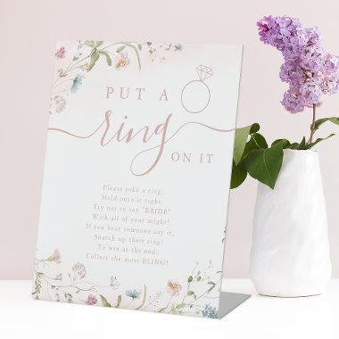 Wildflower put a ring on it bridal shower game pedestal sign