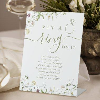 Wildflower put a ring on it bridal shower game pedestal sign