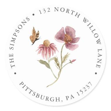 Wildflower Return Address Classic Round Sticker