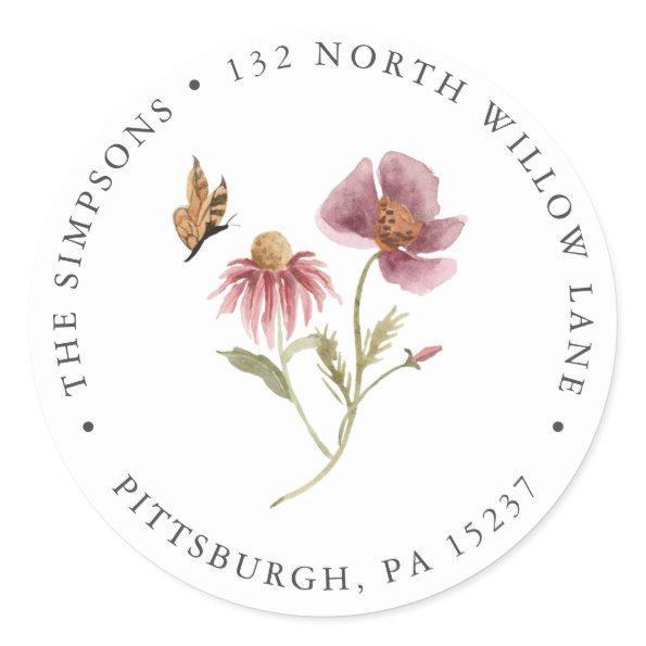 Wildflower Return Address Classic Round Sticker