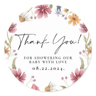 Wildflower Round Thank You Favor Sticker