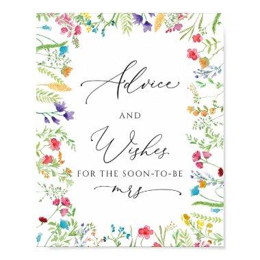 Wildflower Rustic Bridal Game Wishes Poster