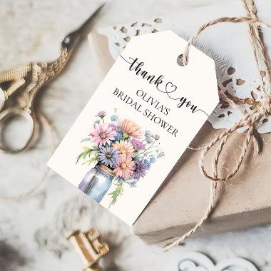 Wildflower Rustic Mason Jar Bridal Shower Favor Gift Tags