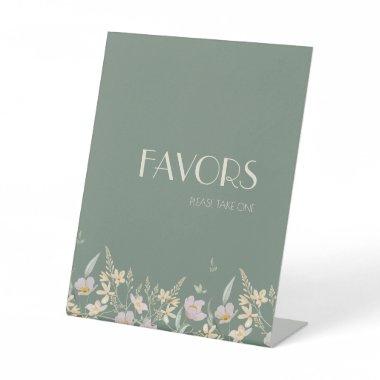 Wildflower Sage Deco Wedding Favors Pedestal Sign