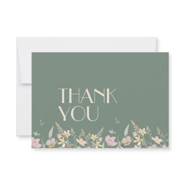Wildflower Sage Deco Wedding Flat Thank You