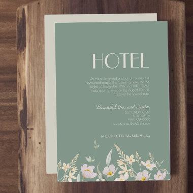 Wildflower Sage Deco Wedding Hotel Enclosure Invitations