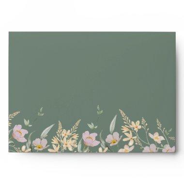 Wildflower Sage Deco Wedding Invitations Envelope