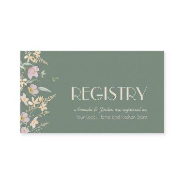 Wildflower Sage Deco Wedding Registry Enclosure Invitations