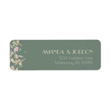 Wildflower Sage Deco Wedding Return Address Label