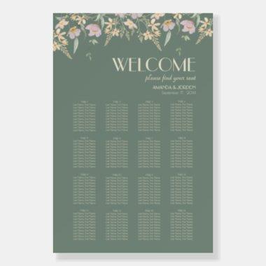 Wildflower Sage Deco Wedding Seating Chart Welcome Foam Board