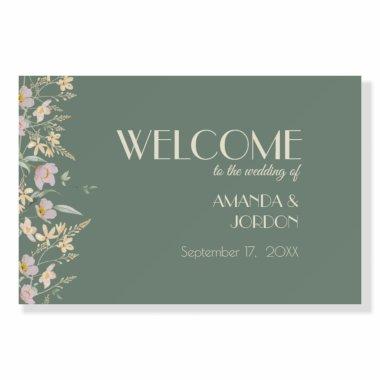 Wildflower Sage Deco Wedding Welcome Sign