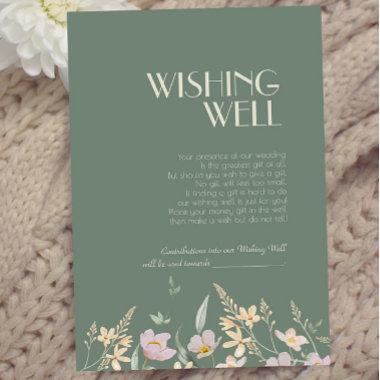 Wildflower Sage Deco Wedding Wishing Well Enclosure Invitations