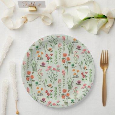 Wildflower Sage Green  Paper Plates