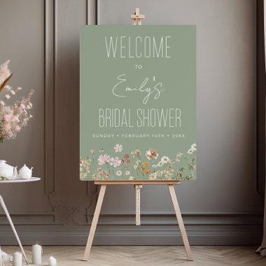 Wildflower Sage Green Bridal Shower Welcome Sign