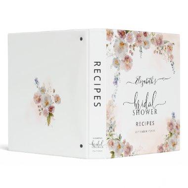 Wildflower Script Bridal Shower Recipe 3 Ring Binder