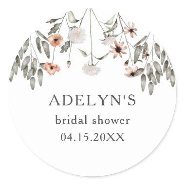 Wildflower Spring Bridal Shower Classic Round Sticker