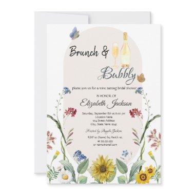 Wildflower Sunflower Butterflies Brunch & Bubbly Invitations