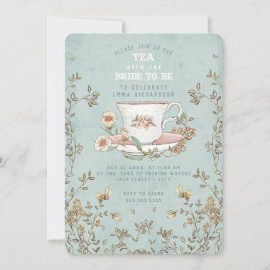 Wildflower Tea Party Bridal Shower Invitations