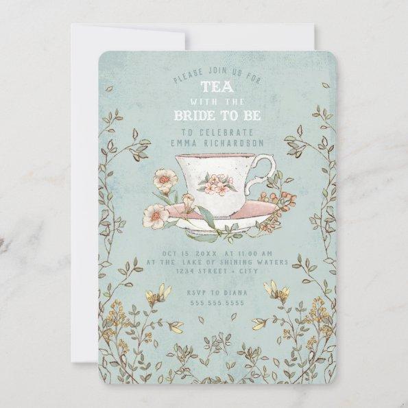 Wildflower Tea Party Bridal Shower Invitations