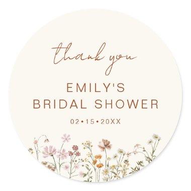 Wildflower Thank You Bridal Shower In Bloom Classic Round Sticker