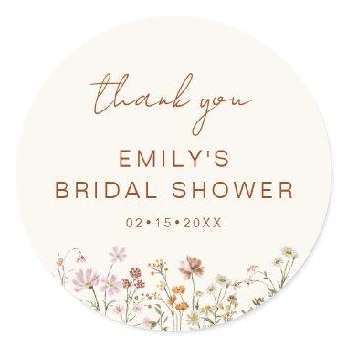 Wildflower Thank You Bridal Shower In Bloom Classic Round Sticker