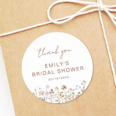 Wildflower Thank You Bridal Shower In Bloom Classic Round Sticker
