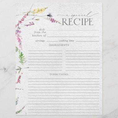 Wildflower Watercolor Bridal Shower Recipe Page