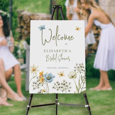 Wildflower watercolor bridal shower welcome sign